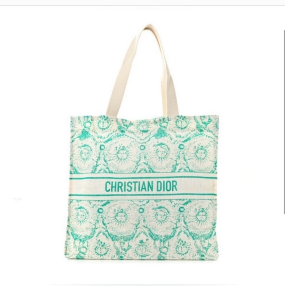 NIP- Christian Dior "Dioriviera" linen/cotton blend tote bag - Turquoise.